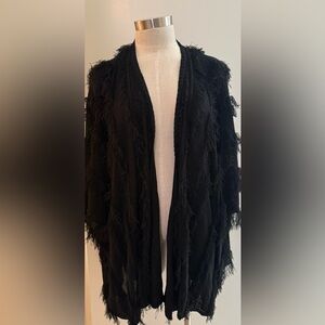 New - Chaser Black Fringe Tassel Cardigan. Size M/L.